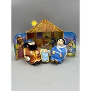 Vintage Bible People Books Nativity Set Jesus Mary Joseph Plush w/ Books